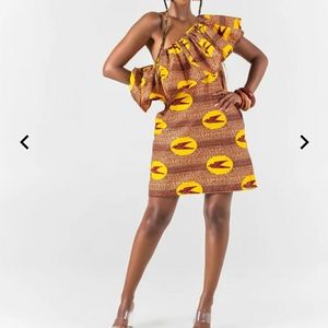 One shoulder African print Dress